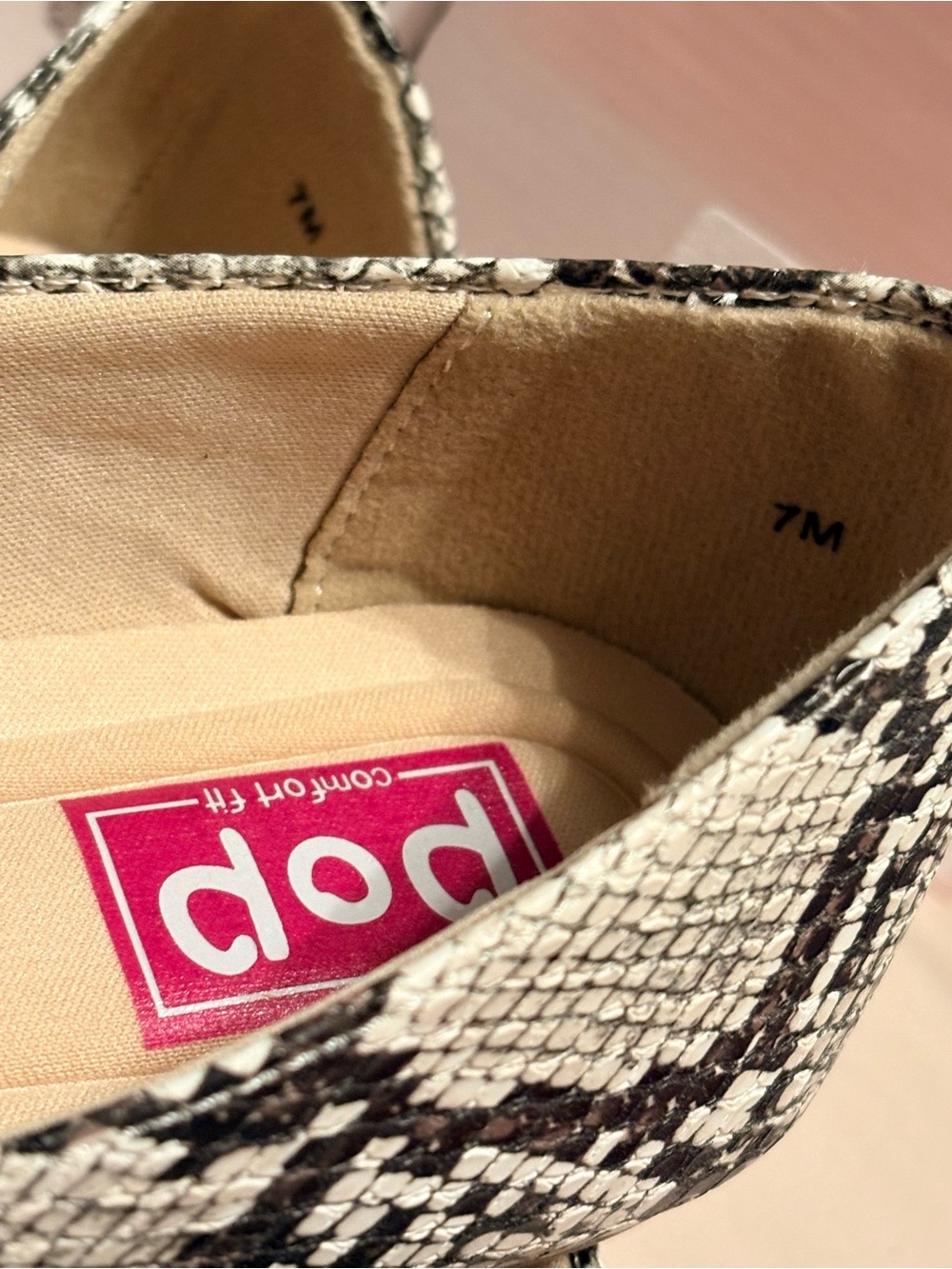 Pop Captive Faux Snakeskin Animal Print Ballet Flats Size 7 M NWT - Picture 8 of 8
